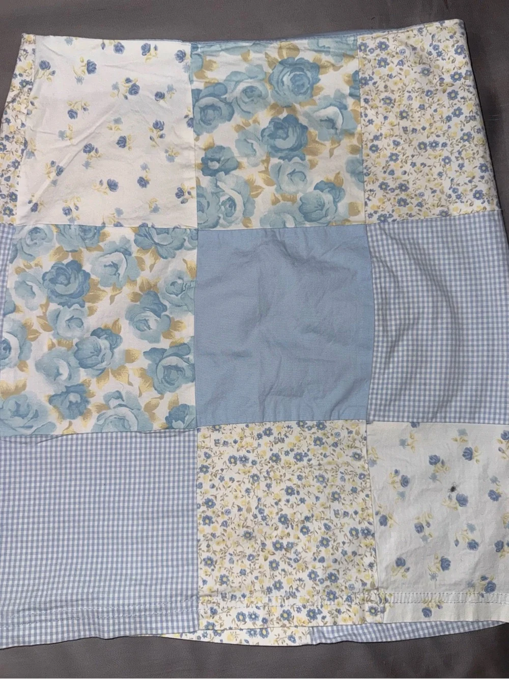 anchor blue Blue & Cream Floral Patchwork Midi Skirt size 3 (fits like a size 1)